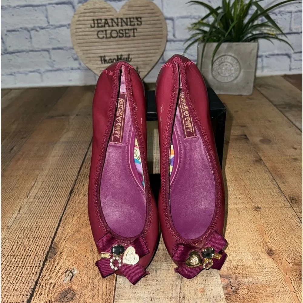 Coach Poppy Purple Patent Leather Slip On Ballet Flat Shoes Women's 8.5 B Caper